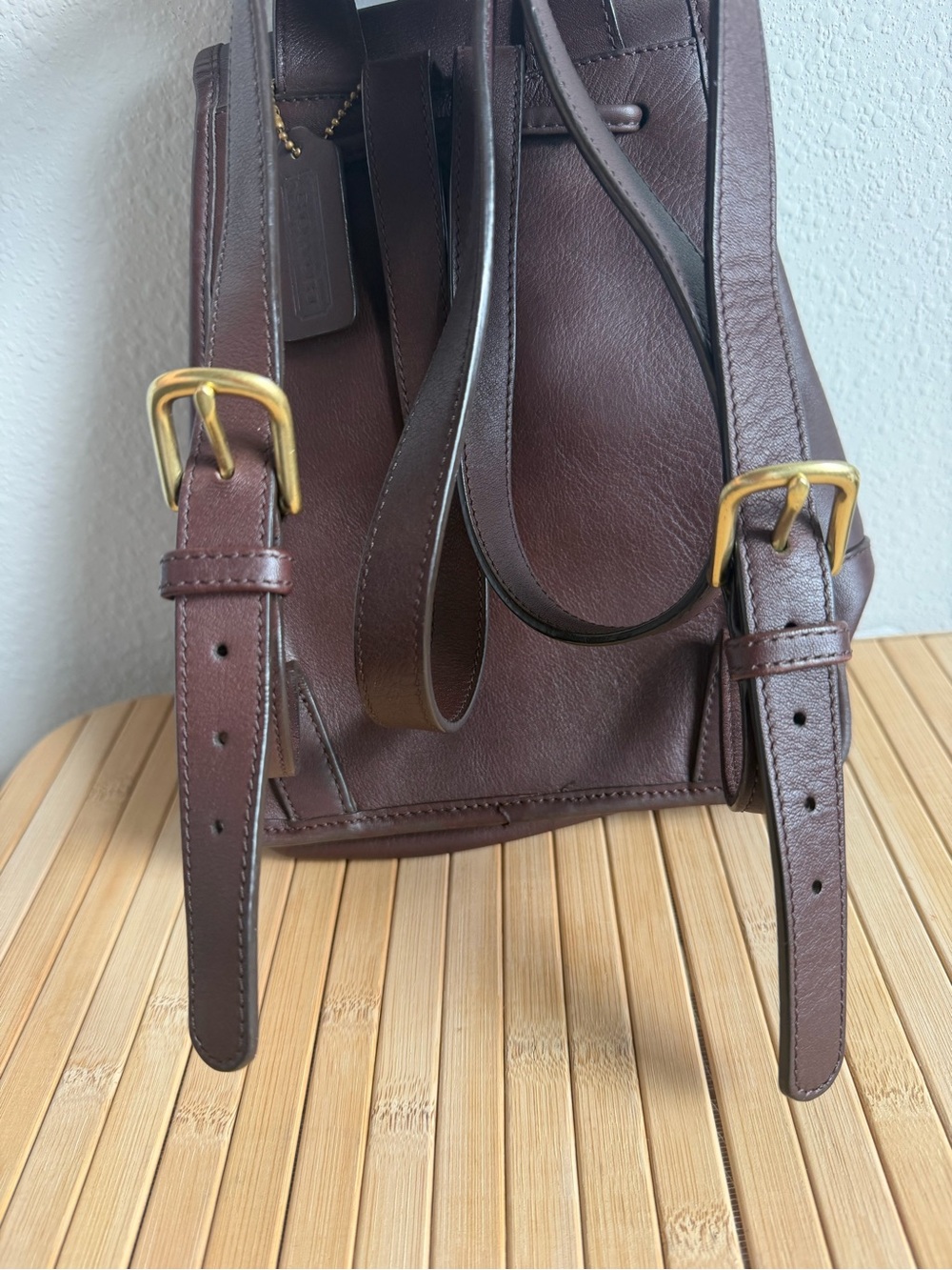 Vintage Coach Brown Leather Turnlock Backpack Bag - Picture 4 of 12